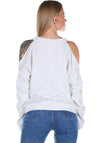 SWEATSHIRT OPEN SHOULDERS RAGGED