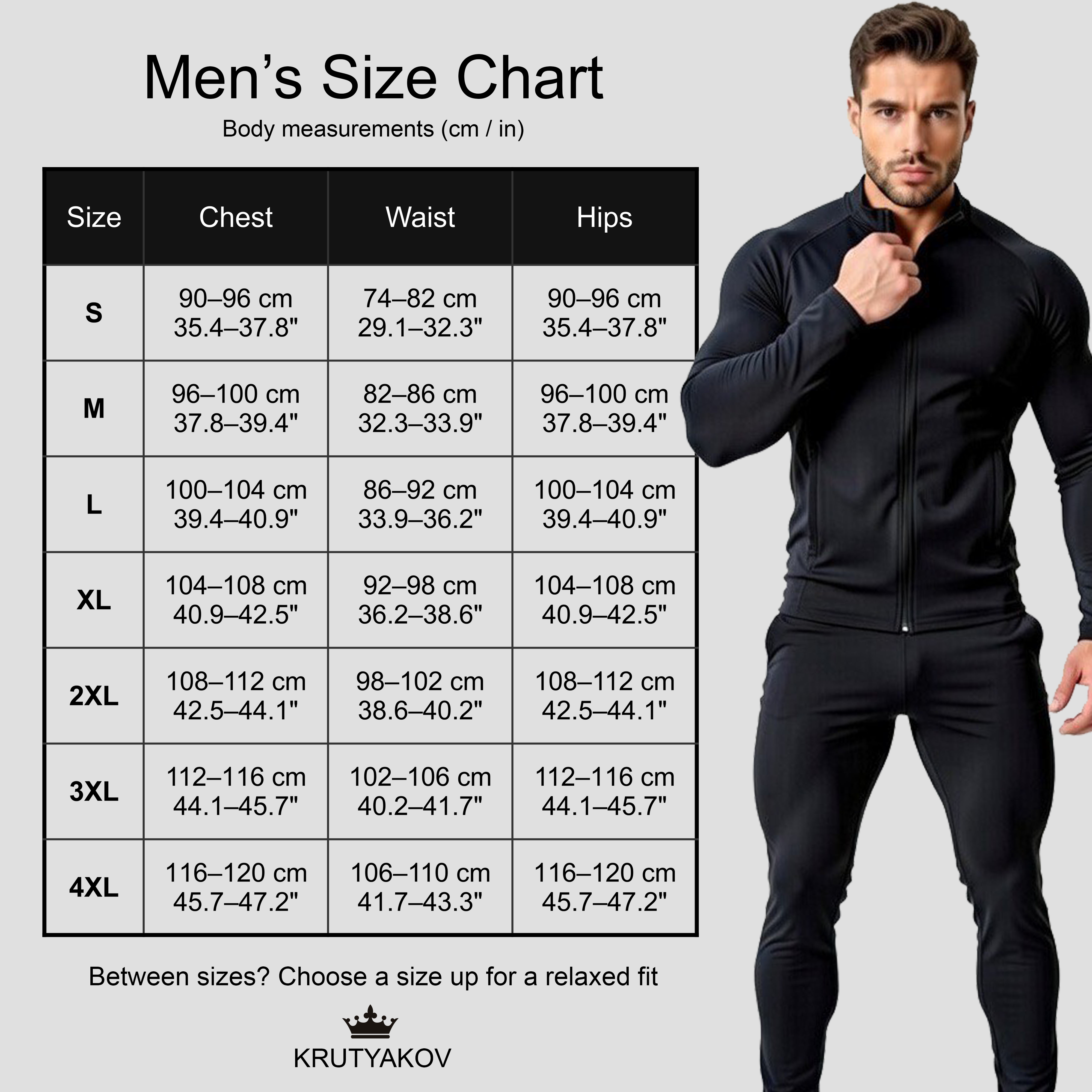 KRUTYAKOV Size Guide — Size Chart (cm) & Fit Tips – Krutyakov