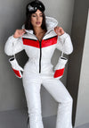 Women’s white and red ski jumpsuit SANTA by KRUTYAKOV