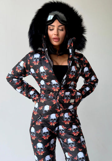 Women’s Skull Butterfly Ski Suit – Luxury Après Ski One-Piece