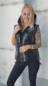 Women’s Shiny Puffer Vest Sandy Black