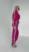 KRUTYAKOV women’s glossy fuchsia two piece tracksuit styled as a statement sporty chic outfit