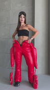 Women’s Winter Ski Jumpsuit SANTA – Glossy Red