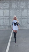 Women’s white oversized T-shirt by KRUTYAKOV featuring statement fringe sleeve detail and modern casual silhouette