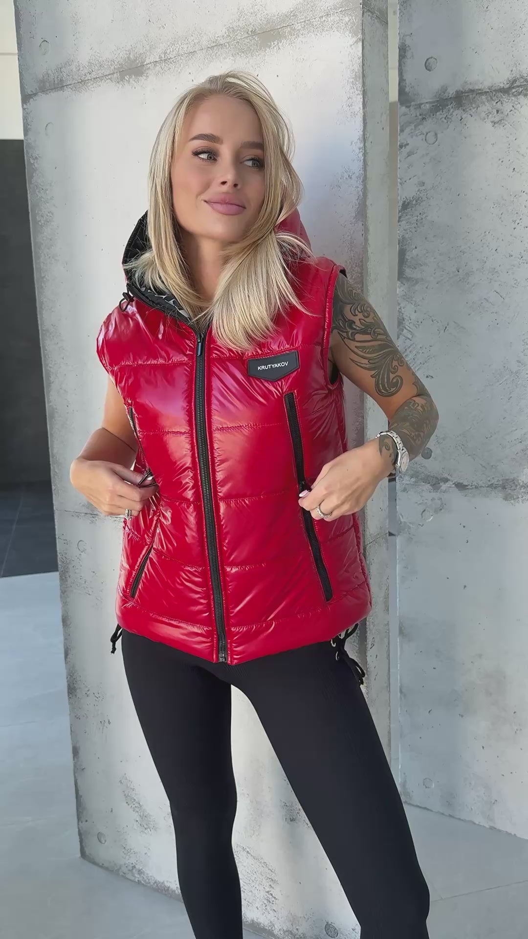 Women’s Shiny Puffer Vest Sandy Red